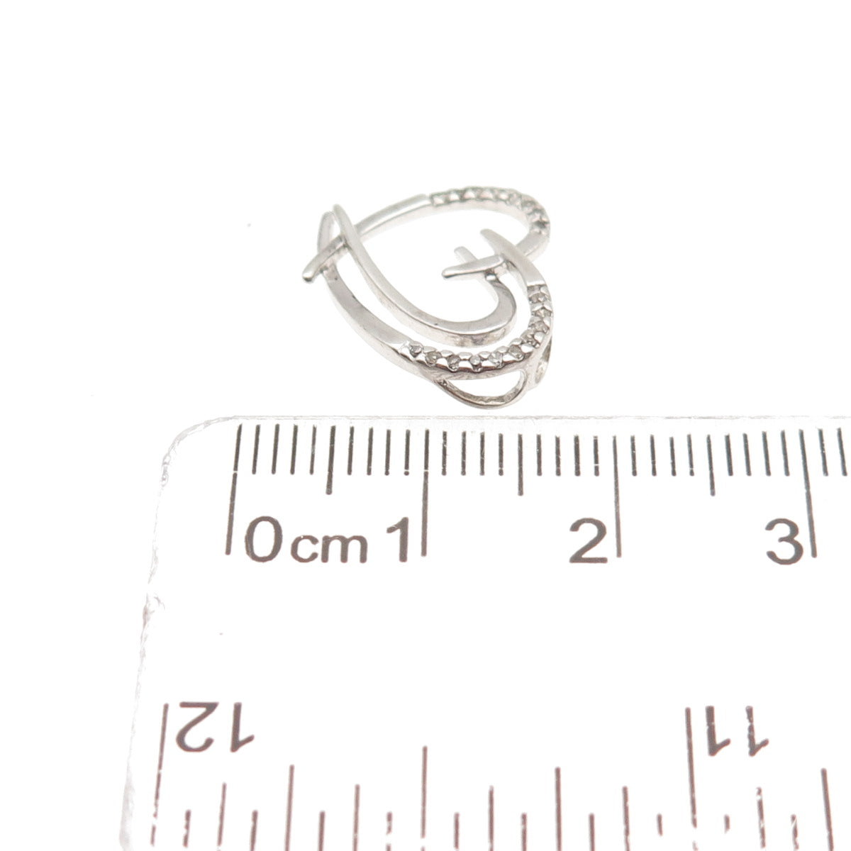 925 Sterling Silver Real Round-Cut Diamond Heart Mini Slide Pendant