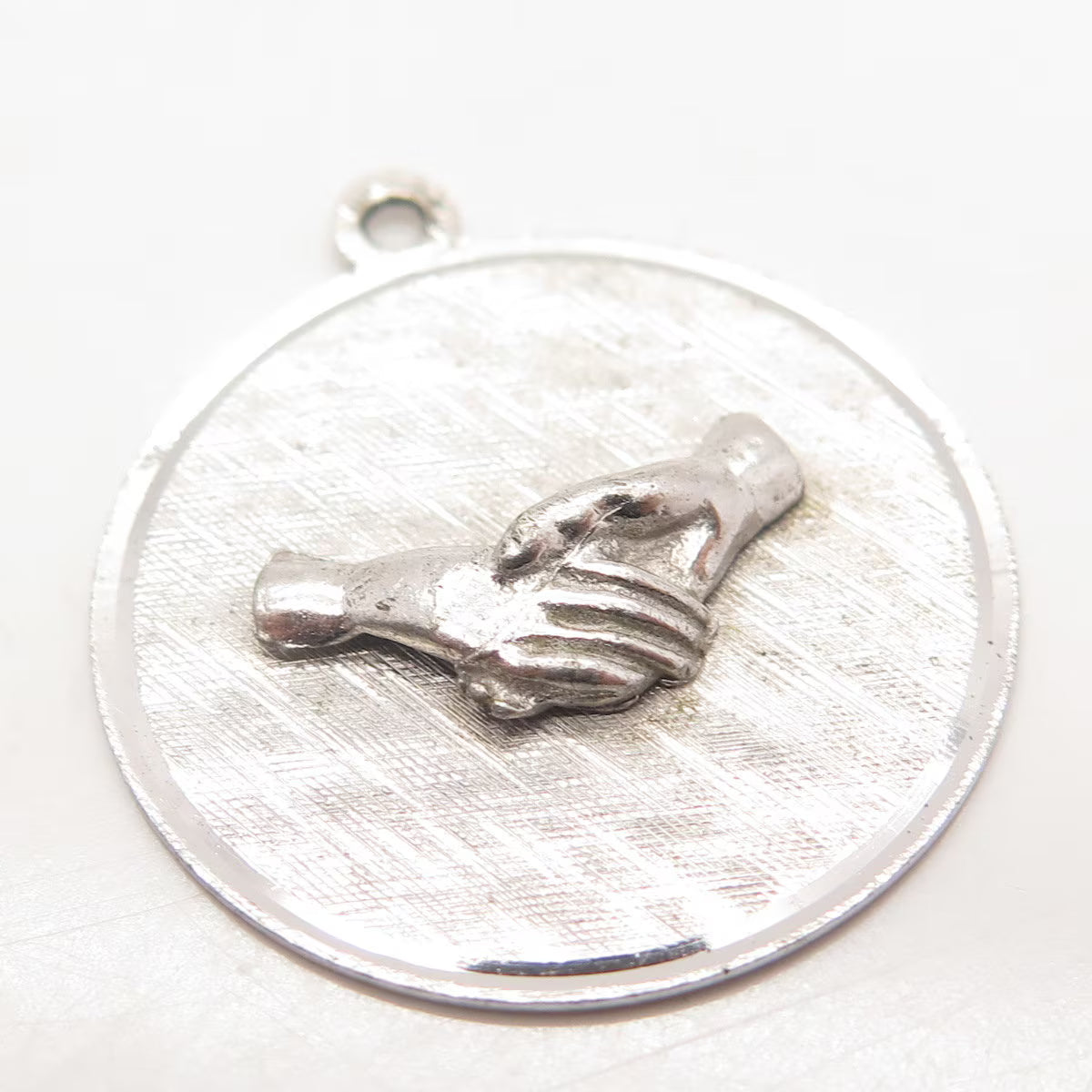 925 Sterling Silver Vintage M&M Charlene Thank You Doris 1873 Handshake Pendant