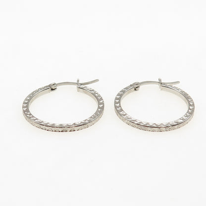 925 Sterling Silver Diamond-Cut Hoop Earrings
