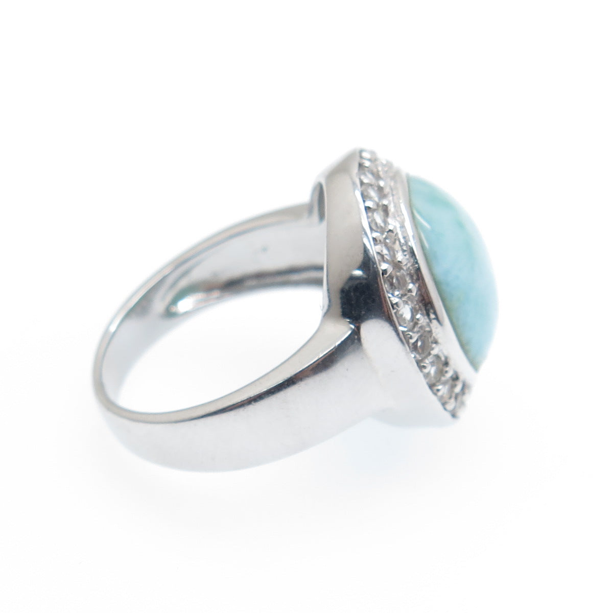 CFJ Collins Fine Jewelry 925 Sterling Vintage Real Larimar Topaz Ring Size 6.25