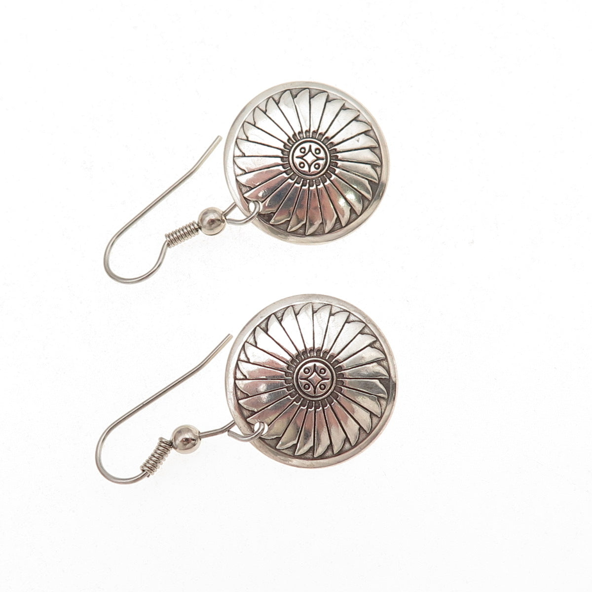 Abel Toledo Navajo Old Pawn 925 Sterling Silver Vintage Concho Dangle Earrings