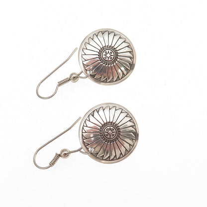 Abel Toledo Navajo Old Pawn 925 Sterling Silver Vintage Concho Dangle Earrings