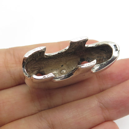 925 Sterling Silver Vintage Southwestern Native Bear Slide Pendant