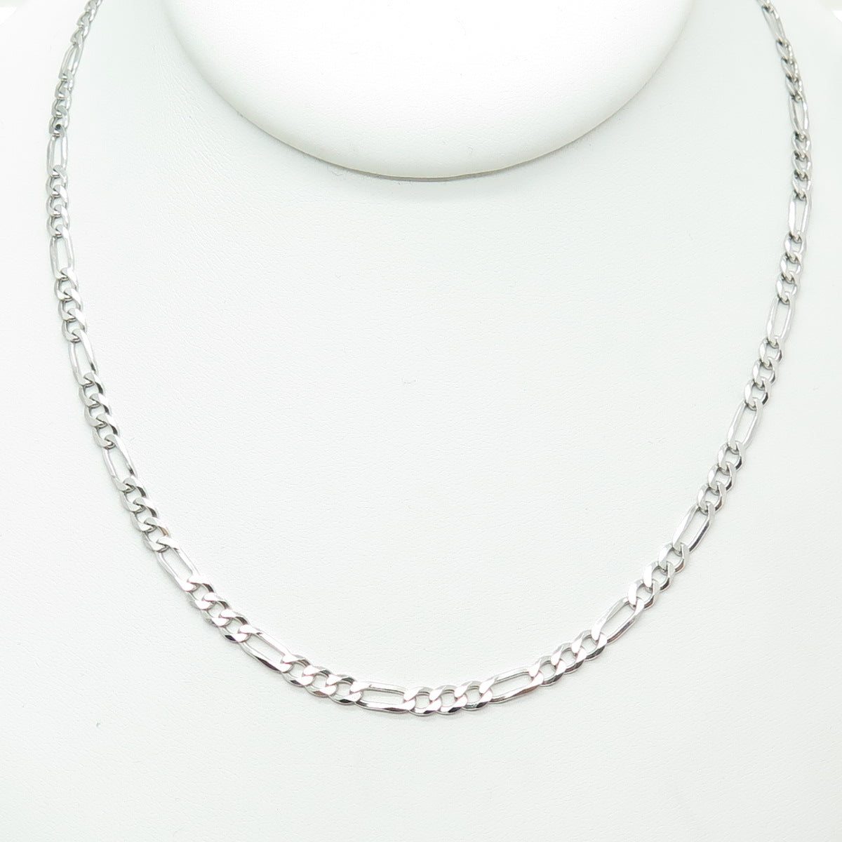 P. LUX 925 Sterling Silver Italy Figaro Chain Necklace 22"