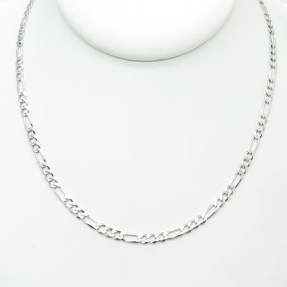 P. LUX 925 Sterling Silver Italy Figaro Chain Necklace 22"