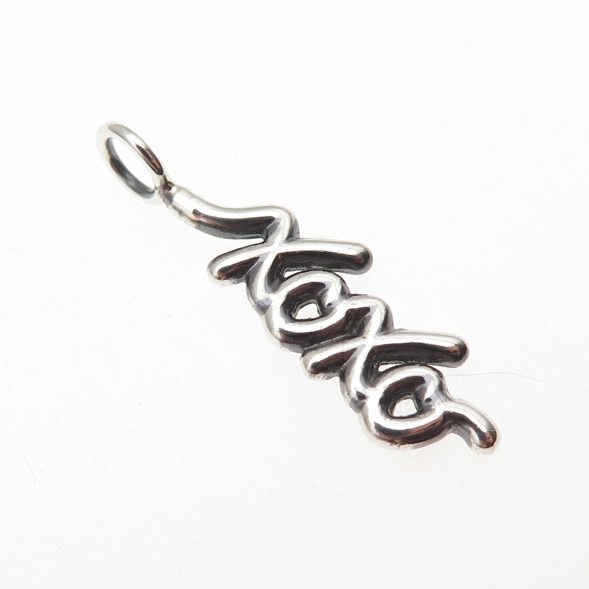 925 Sterling Silver Vintage XOXO Hugs & Kisses Oxidized Charm Pendant