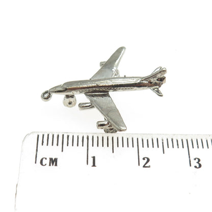 925 Sterling Silver Vintage Airplane 3D Pendant