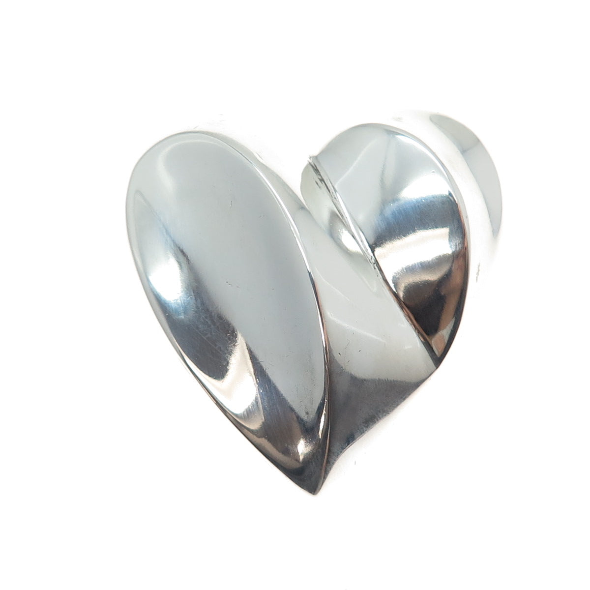 BAYANIHAN 925 Sterling Silver Vintage Modernist Heart Pin Brooch