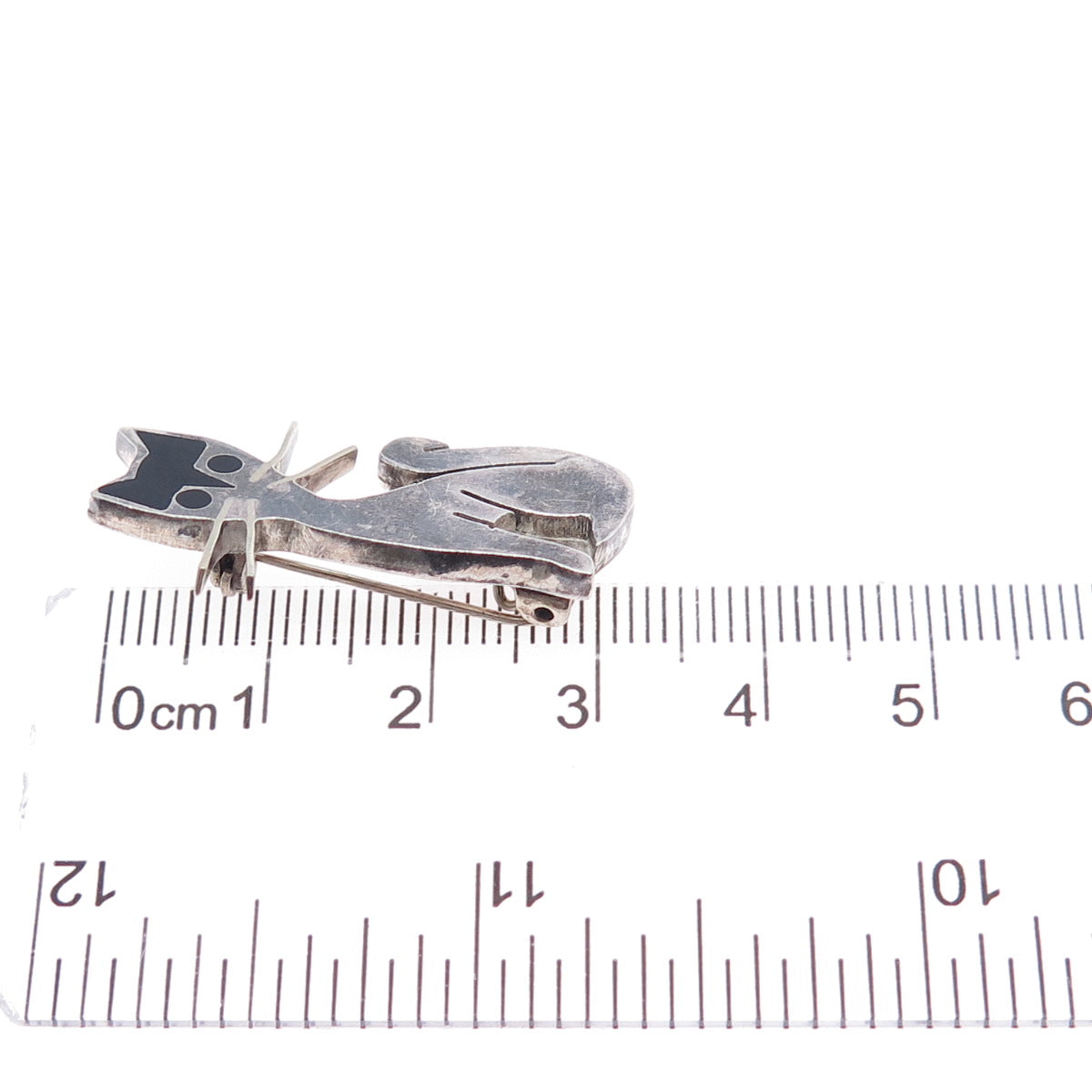 925 Sterling Silver Vintage Mexico Real Black Onyx Car Oxidized Pin Brooch