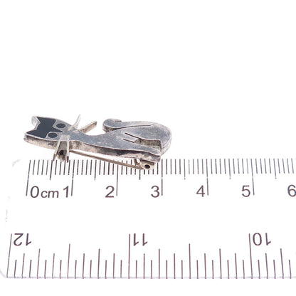 925 Sterling Silver Vintage Mexico Real Black Onyx Car Oxidized Pin Brooch