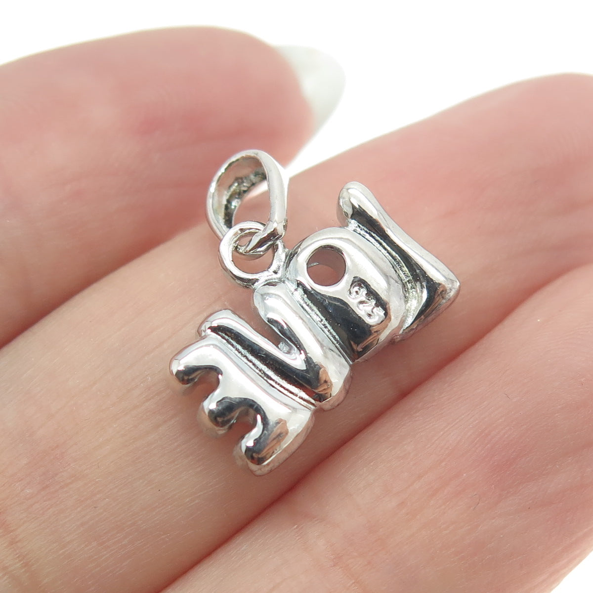 925 Sterling Silver Vintage "LOVE" Minimalist Charm Pendant