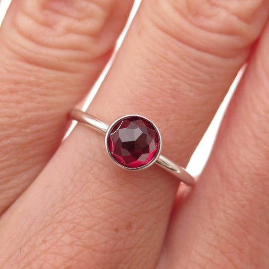 Pandora 925 Sterling Silver Lab-Created Ruby January Birthstone Ring Size 6