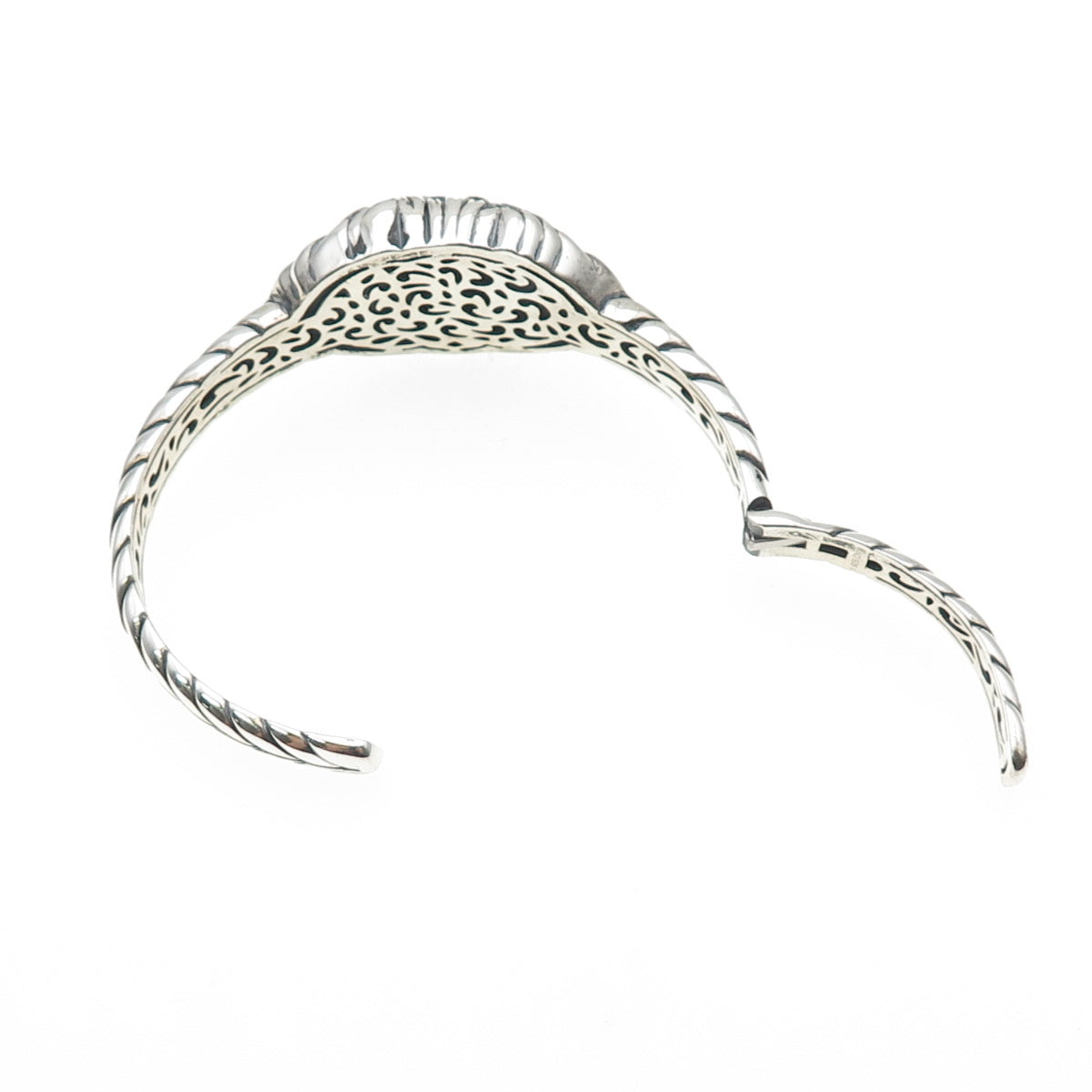 925 Sterling Vintage Real Black Spinel Lion Oxidized Adjustable Bracelet 7.25"