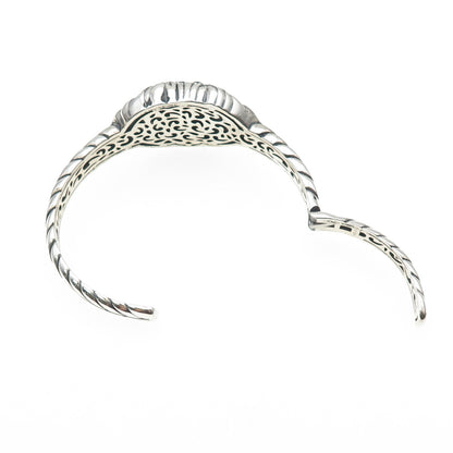 925 Sterling Vintage Real Black Spinel Lion Oxidized Adjustable Bracelet 7.25"