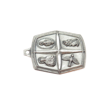 CHAPEL 925 Sterling Silver Antique Art Deco 4-Way Cross Medal Charm Pendant