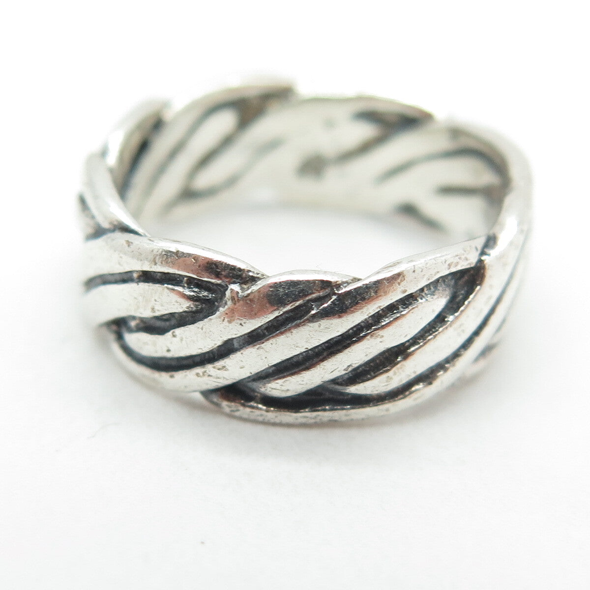 925 Sterling Silver Vintage Twisted Rope Band Ring Size 5.75