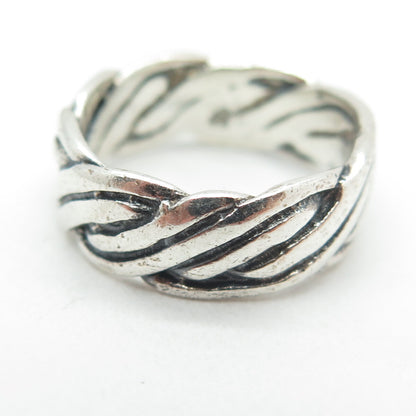 925 Sterling Silver Vintage Twisted Rope Band Ring Size 5.75