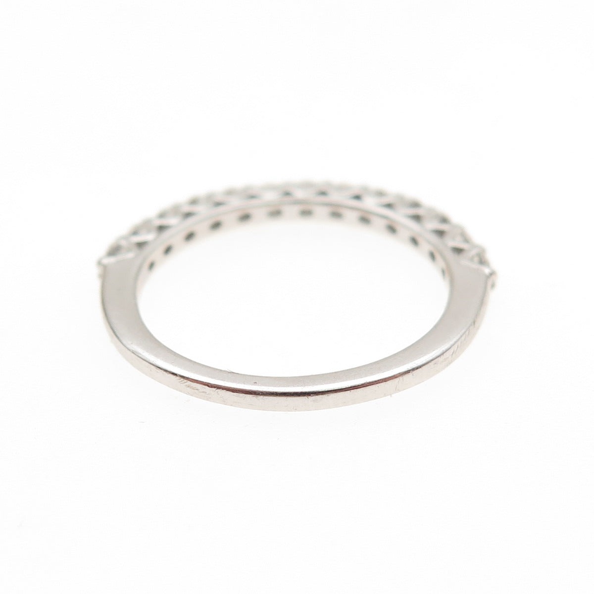 925 Sterling Silver Round-Cut C Z Half Eternity Stackable Band Ring Size 5.25
