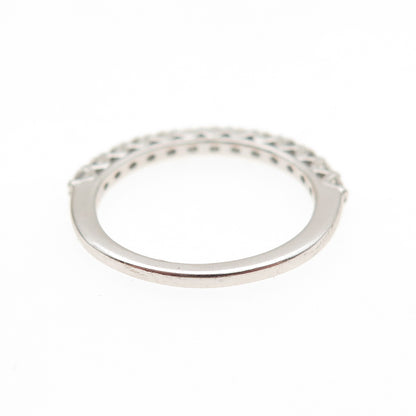 925 Sterling Silver Round-Cut C Z Half Eternity Stackable Band Ring Size 5.25