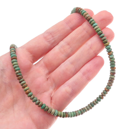 Sunrise Old Pawn Sterling Silver Vintage Royston Turquoise Beaded Necklace 18"