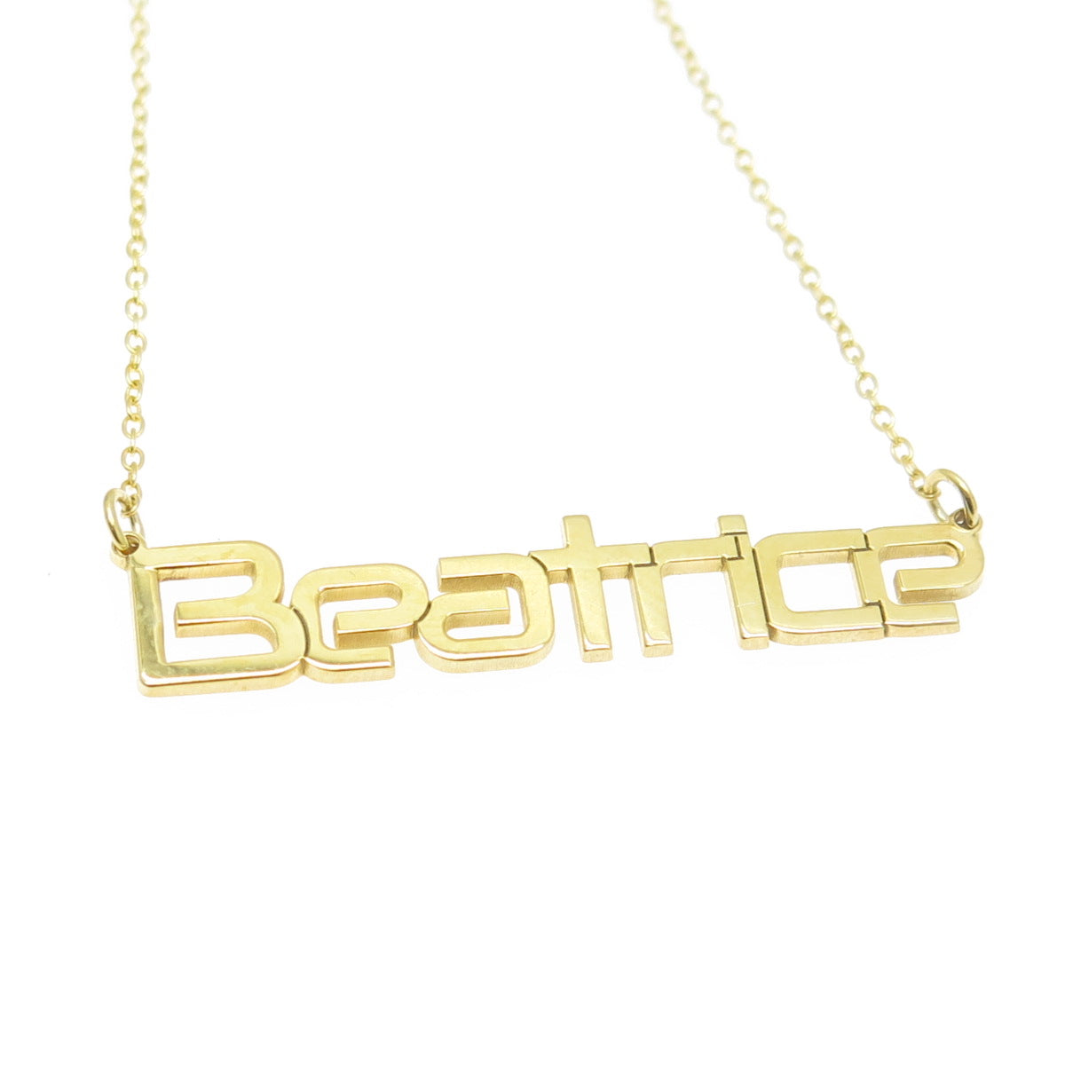 925 Sterling Silver Gold Plated "Beatrice" Personalized Nameplate Necklace 18"