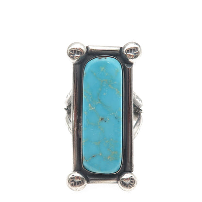 Bobby Cleveland Navajo Old Pawn Sterling Silver Vintage Turquoise Ring Size 8