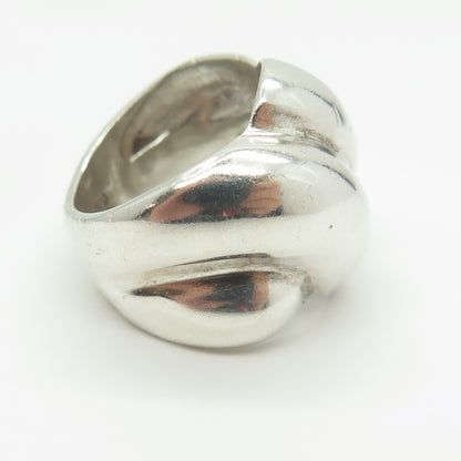 J. ESPOSITO 925 Sterling Silver Vintage Ribbed Wide Ring Size 6