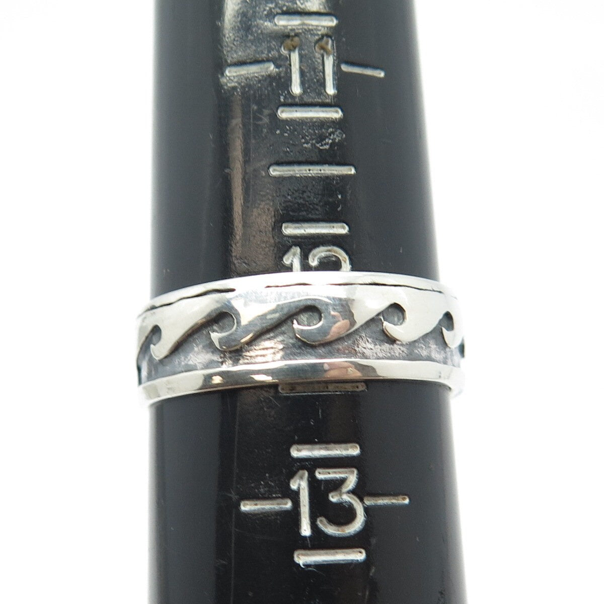 925 Sterling Silver Vintage Water Pattern Band Ring Size 12.5