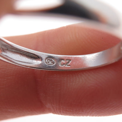 925 Sterling Silver Round-Cut Lavender & White C Z Ring Size 8