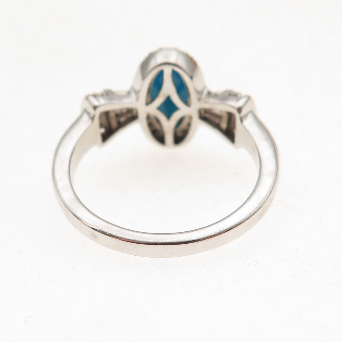 Chuck Clemency 925 Sterling Silver Real Turquoise & White Topaz Ring Size 8