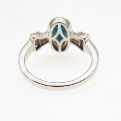 Chuck Clemency 925 Sterling Silver Real Turquoise & White Topaz Ring Size 8