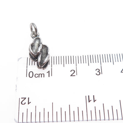 925 Sterling Silver Vintage Flip Flops Oxidized Minimalist Charm Pendant