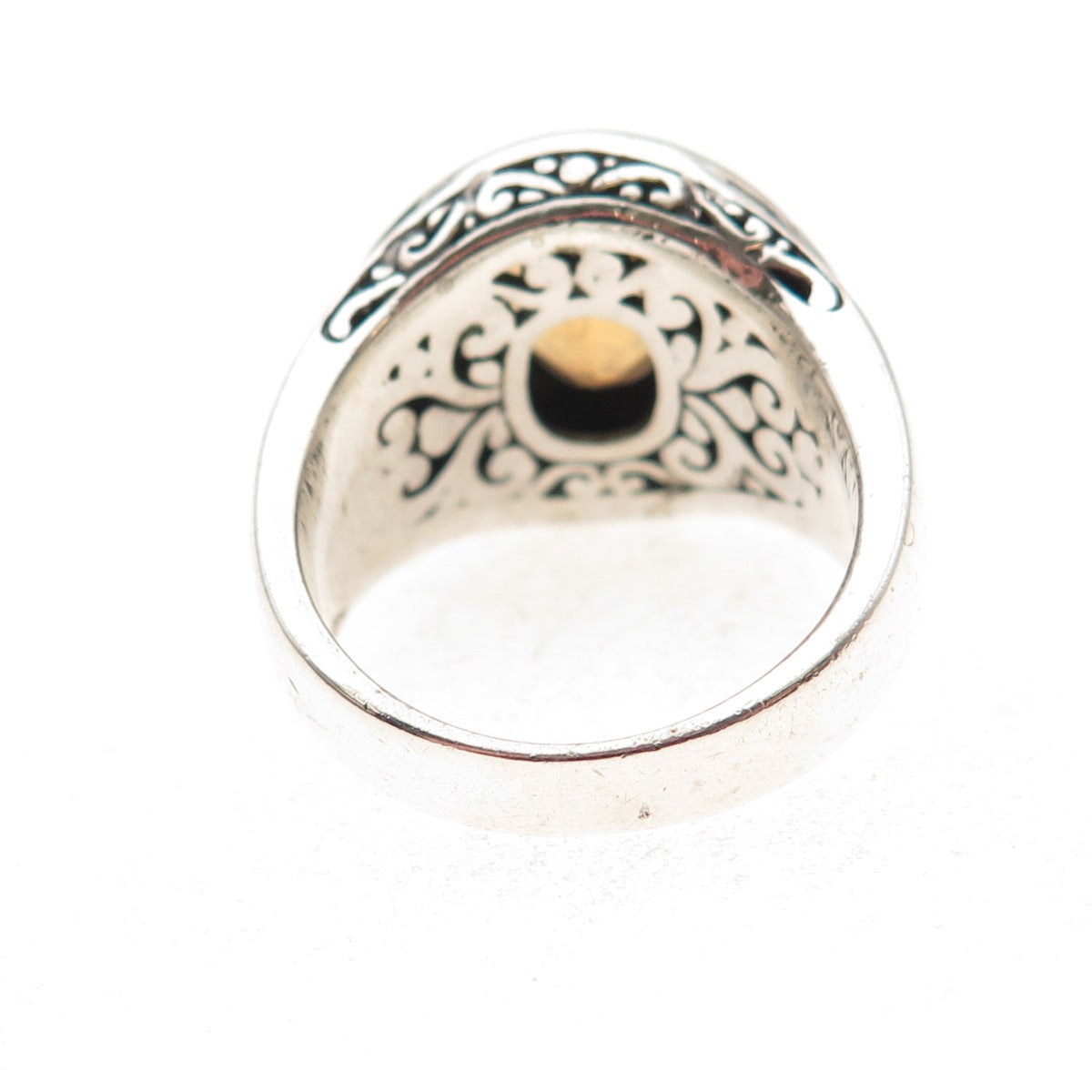 Samuel Benham Sterling Silver 18K Gold Vintage Real Citrine Oxidized Ring Size 8
