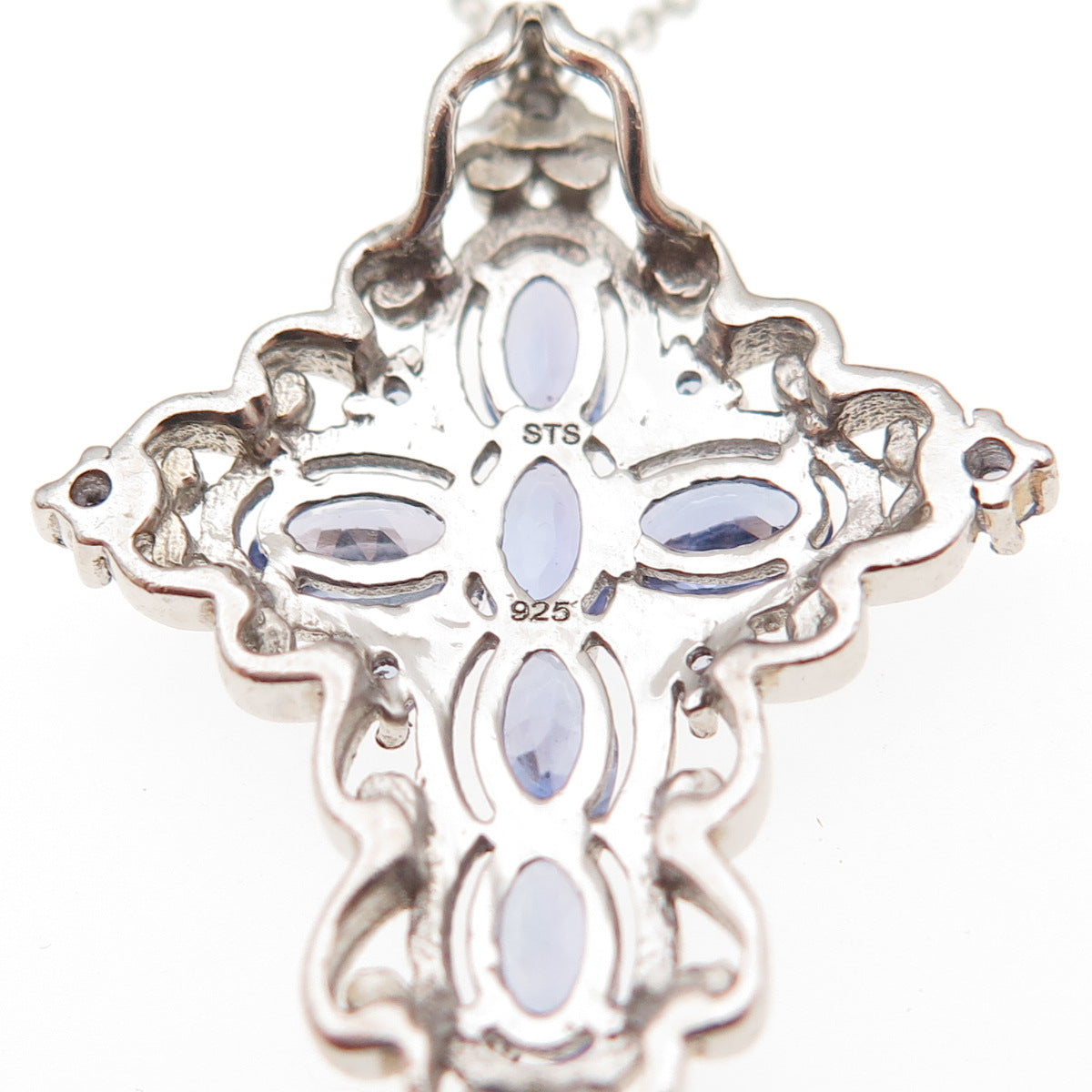 Chuck Clemency 925 Sterling Silver Real Tanzanite Cross Cable Chain Necklace 20"