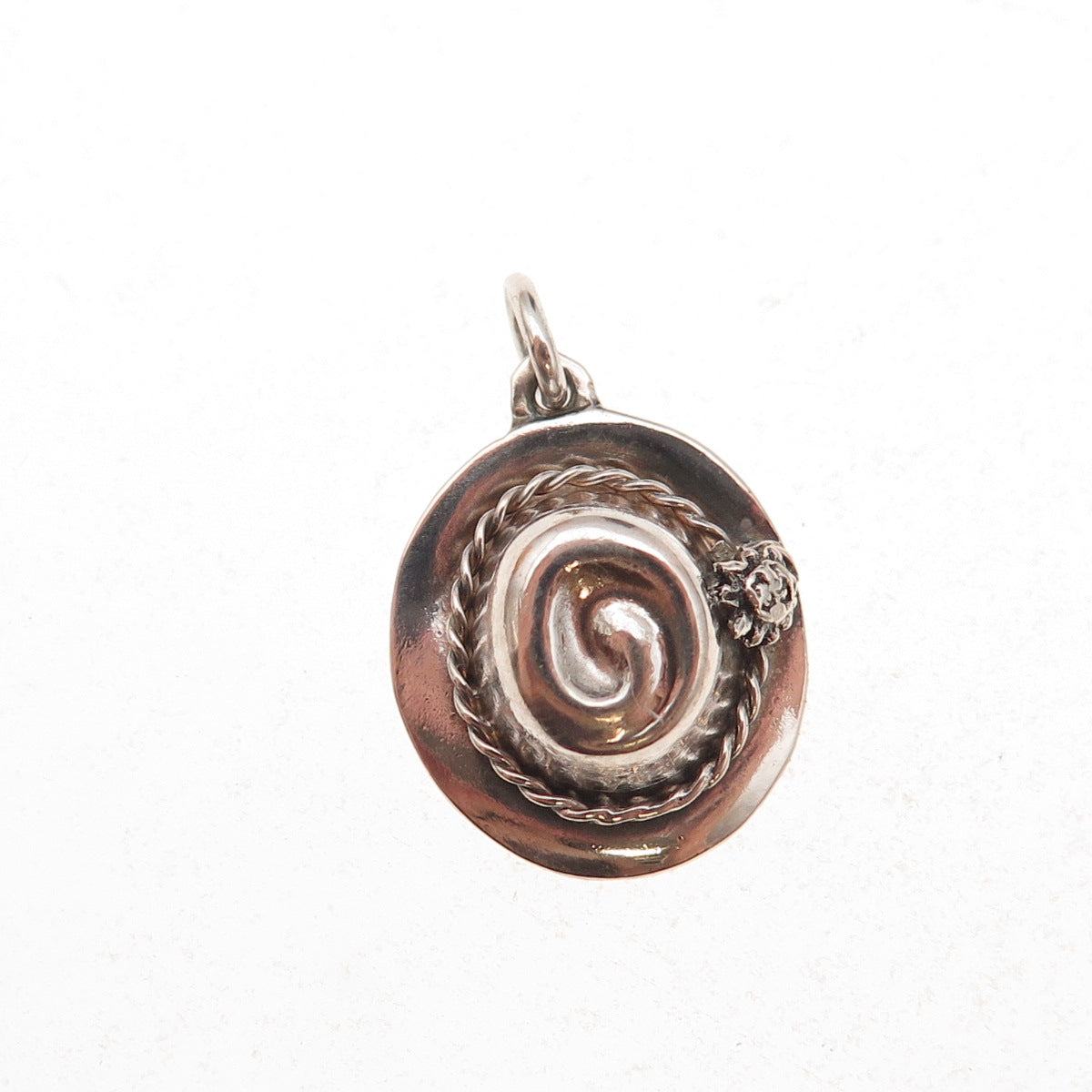 925 Sterling Silver Vintage Ladies Hat Oxidized 3D Charm Pendant
