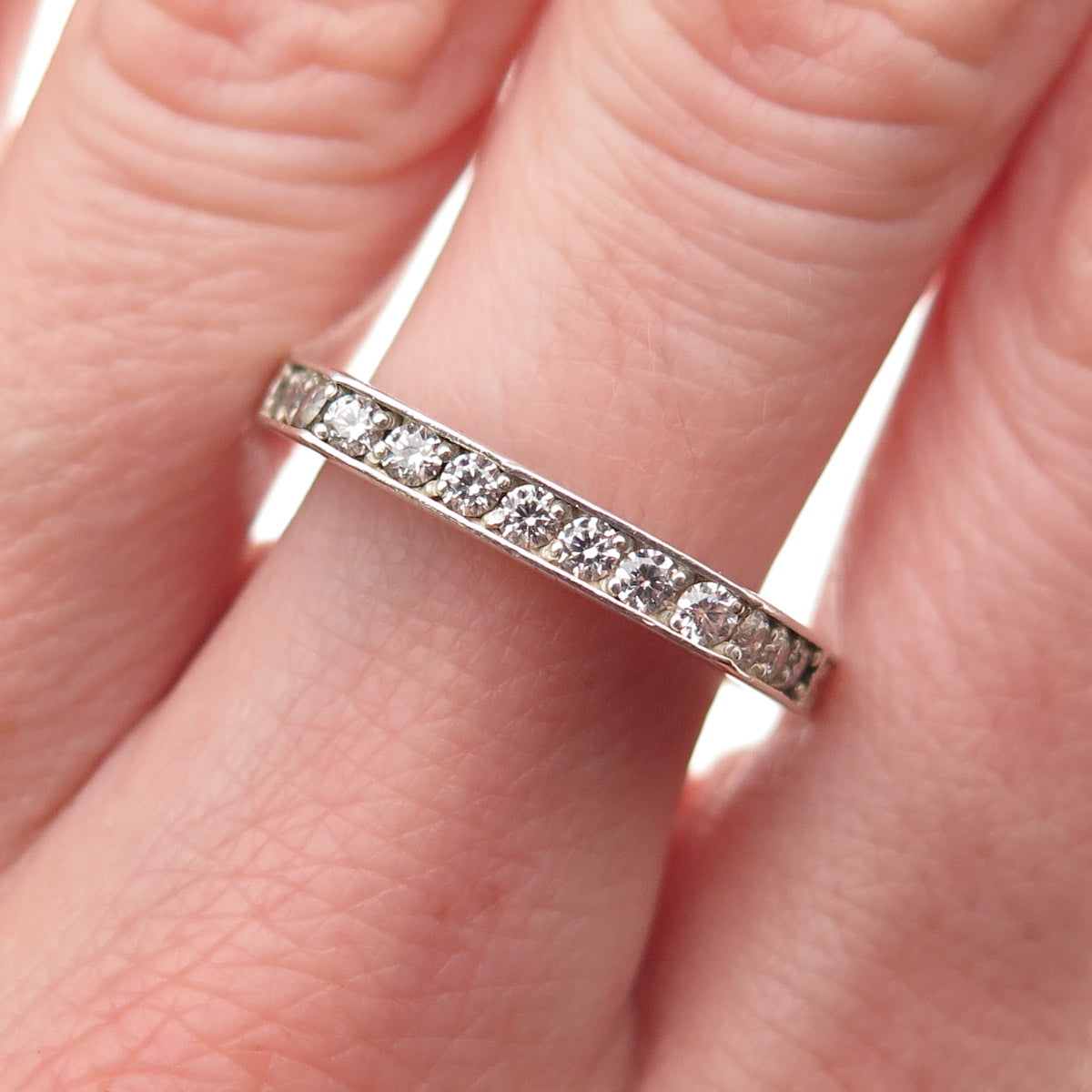 925 Sterling Silver Round-Cut C Z Stackable Ring Size 10