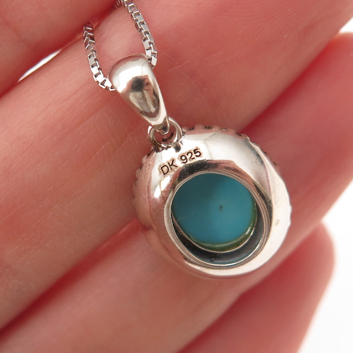 925 Sterling Silver Real Sleeping Beauty Turquoise Box Chain Necklace 16-18"