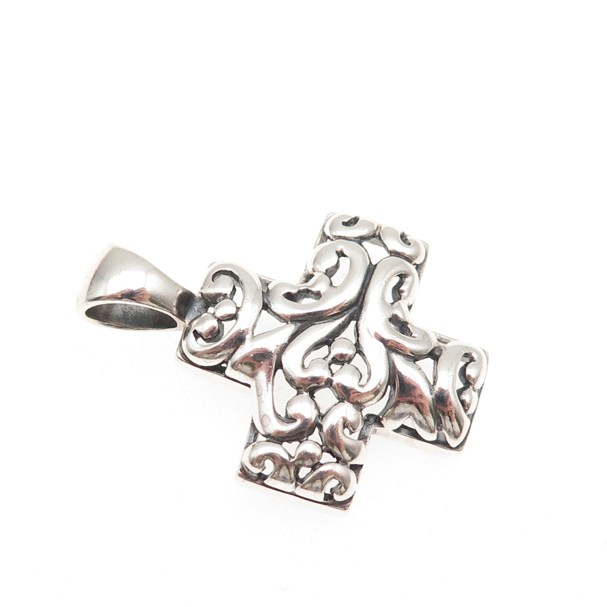 ATI Annika Witt 925 Sterling Silver Vintage Ornate Cross Oxidized Charm Pendant