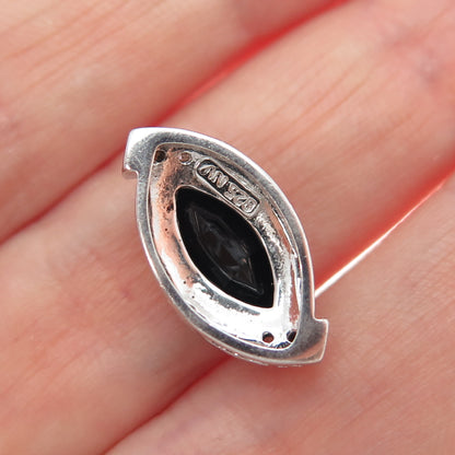 NEVADA 925 Sterling Silver Real Diamond & Black Spinel Minimalist Slide Pendant