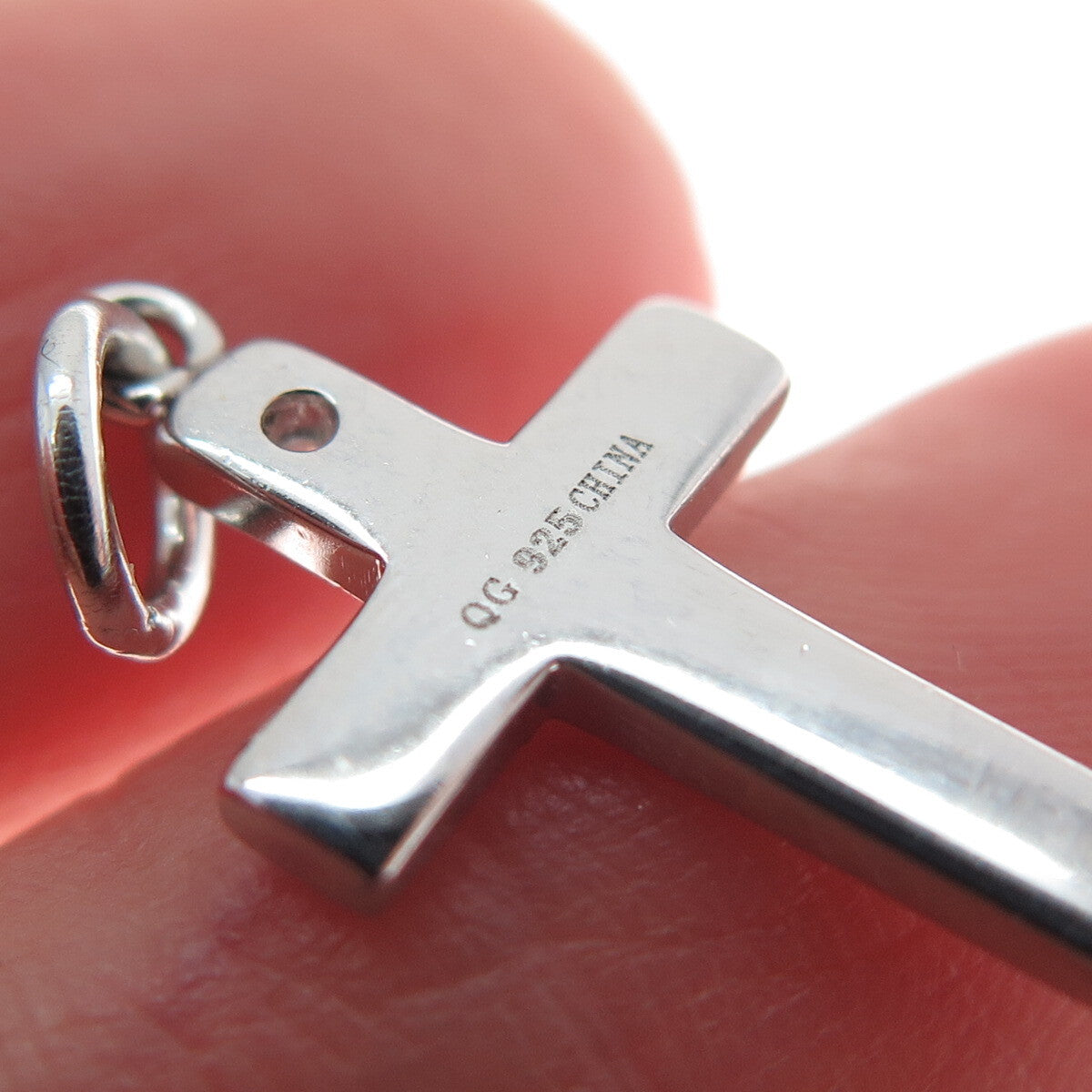 925 Sterling Silver Round-Cut C Z Faith Cross Minimalist Charm Pendant