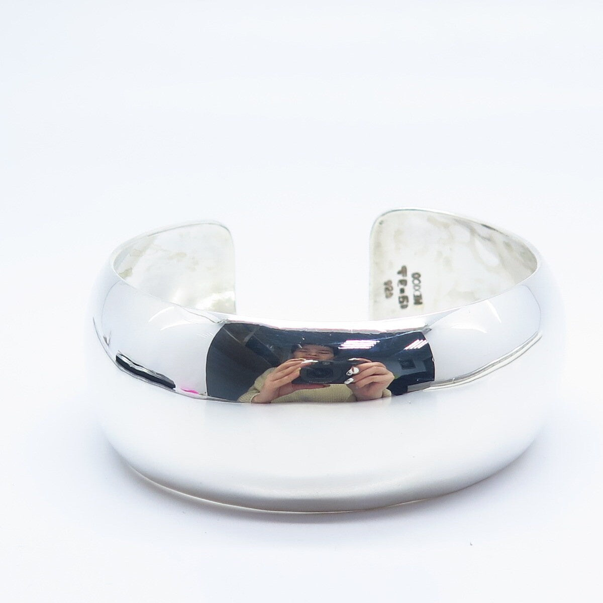 925 Sterling Silver Vintage Mexico Smooth Wide Cuff Bracelet 6"