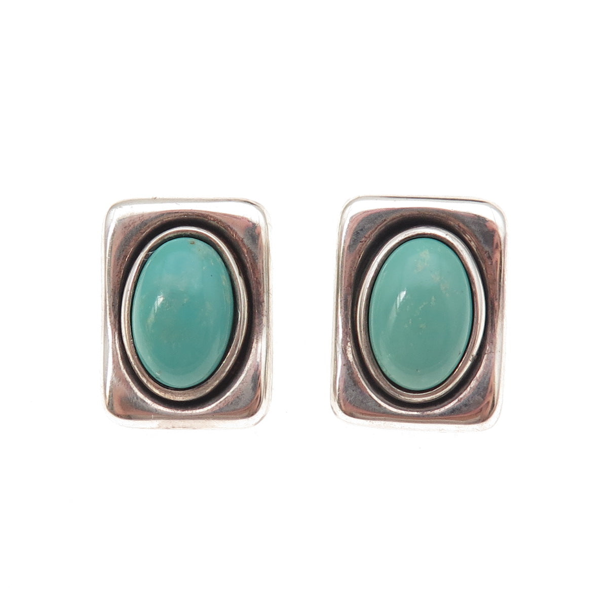 Robert Lee Morris 925 Sterling Silver Vintage Real Turquoise Modernist Earrings