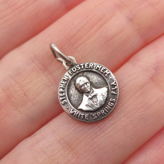 BATES & KLINKE Sterling Antique Art Deco Stephen Foster Memorial Mini Pendant