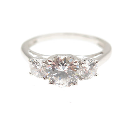 925 Sterling Silver Round-Cut C Z Engagement Ring Size 7.25
