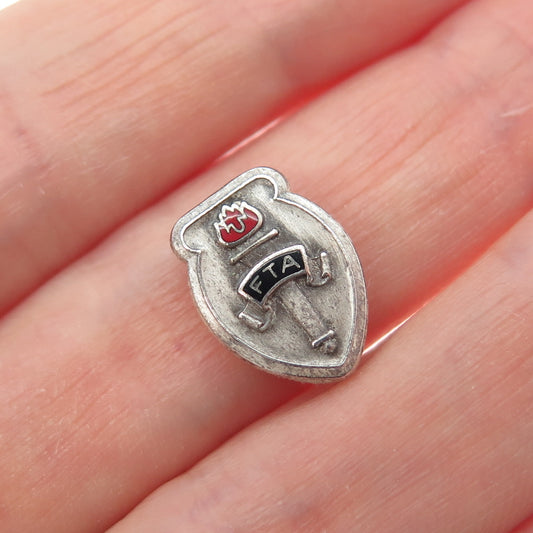 LEAVENS 925 Sterling Silver Antique Enamel Future Teachers of America Pin