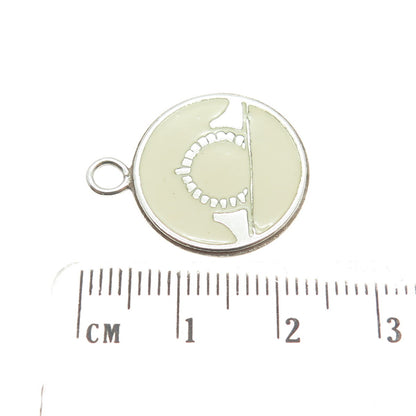925 Sterling Silver Vintage Enamel Sunrise Minimalist Charm Pendant
