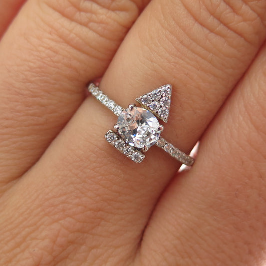 BOMB PARTY 925 Sterling Silver White C Z Arrow Ring Size 7.25