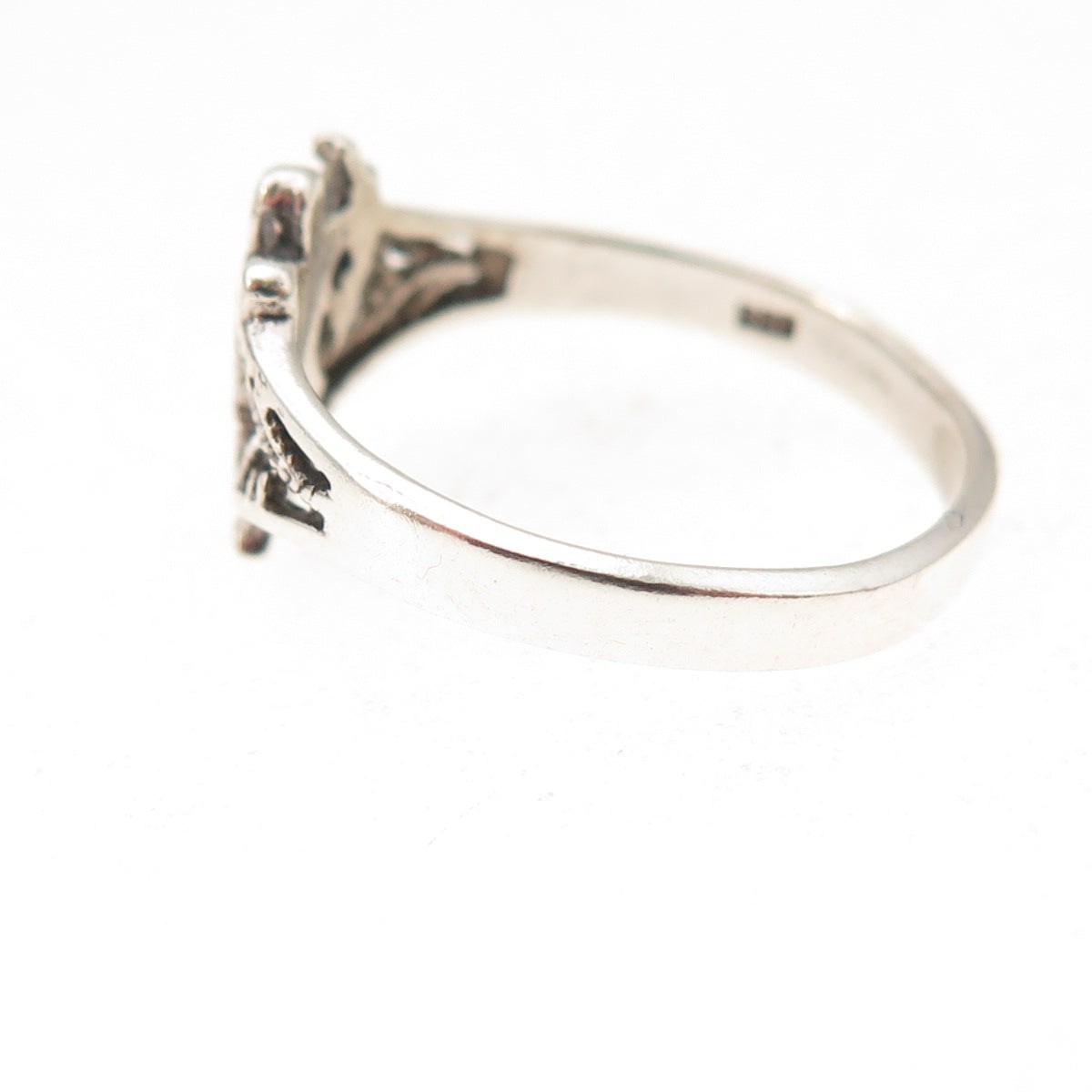925 Sterling Silver Vintage Fairy Oxidized Ring Size 7.75