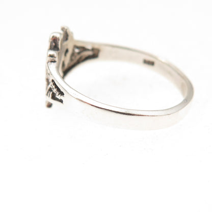 925 Sterling Silver Vintage Fairy Oxidized Ring Size 7.75