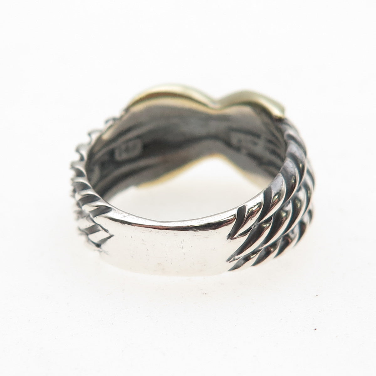 David Yurman 925 Sterling Silver 14K Gold Vintage X-Shape Ring Size 6.25